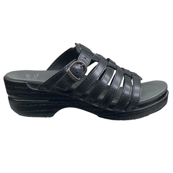 Dansko Women's Marion Black Leather Slip On Sandal Size 37 US 6.5/7 - Picture 1 of 11